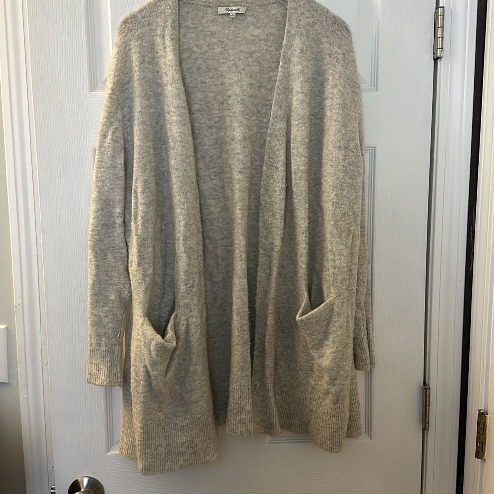 MADEWELL Merino and Alpaca Heather Gray Open Cardigan